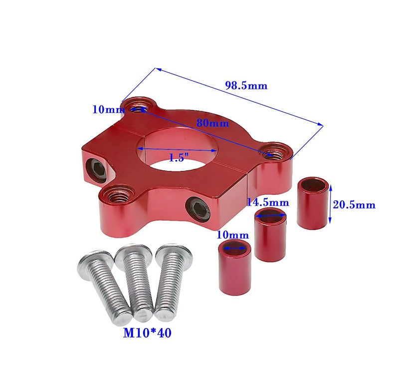 sthus CNC 44T Sprocket With 1.5" Adapter Fits 60cc 66cc 80cc Motorized Bicycle (Red) - Image 3
